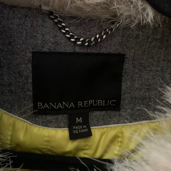 BANANA REPUBLIC Coat Jacket Moto Plaid Faux Fur‎ Collar Tweed Zip Cuffs - Picture 12 of 15